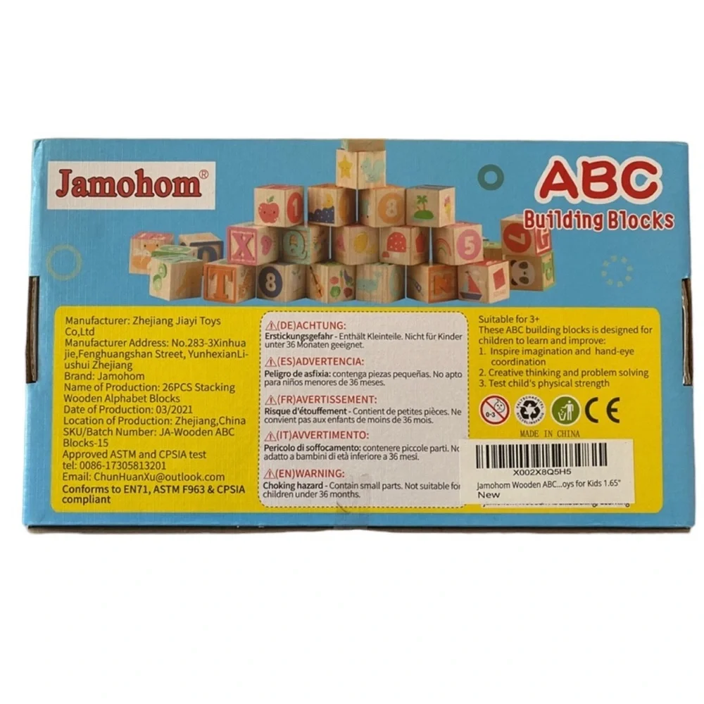 Set Of 26‎ Stacking Wooden Alphabet Building Blocks